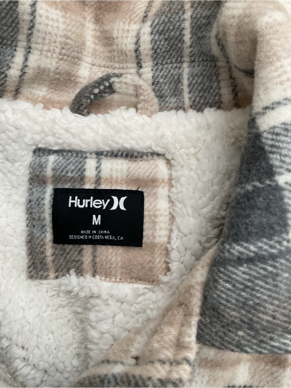 Hurley Cream, Beige and Gray Plaid Jacket - Picture 3 of 6